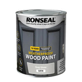 Ronseal 10 Year Weatherproof Wood Paint Satin Grey Stone 750ml